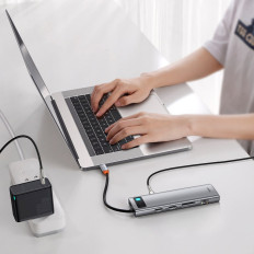 Multifunksjonelle Hub Replicator Ports USB-C Metal Gleeam 11in1 Grey