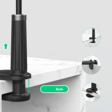 Universal Handle Stand på telefon Tablet stativ med fleksibel hvit arm