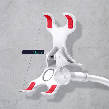 Universal Handle Stand på telefon Tablet stativ med fleksibel hvit arm