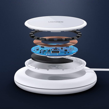 Vezeték nélküli töltő Qi 15w szilikon tokban kompatibilis a magsafe white