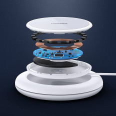 Vezeték nélküli töltő Qi 15w szilikon tokban kompatibilis a magsafe white