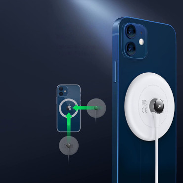 Ασύρματο φορτιστή Qi 15W με περίπτωση σιλικόνης συμβατό με το Magsafe White