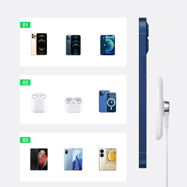 Ασύρματο φορτιστή Qi 15W με περίπτωση σιλικόνης συμβατό με το Magsafe White