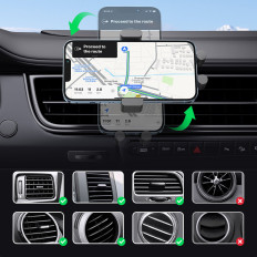 Car Wireless Charger Qi 15W + Checkered Phone Holder Black