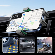 Car Wireless Charger Qi 15W + Checkered Phone Holder Black