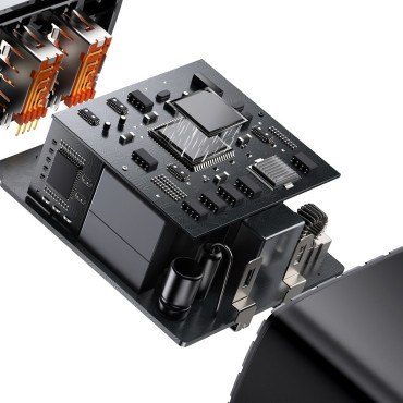 Carregador de rede rápido compacto 2x USB USB-C 30W 3A PD QC Preto