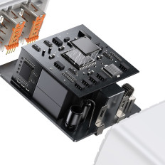 Kompaktiškas greitas tinklo įkroviklis 2x USB USB-C 30W 3A PD QC WHITE