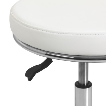 Sgabello cosmetico per pedicure 9266 bianco — primo piano della seduta
