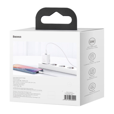 Super Si 1c carregador rápido para o telefone USB-C 20w PD branco