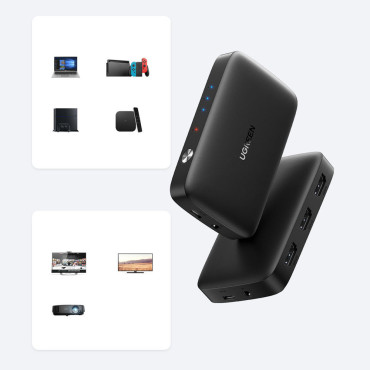 Splitter Switch Switch Switch Switch - 3x HDMI 4K 30Hz Svart