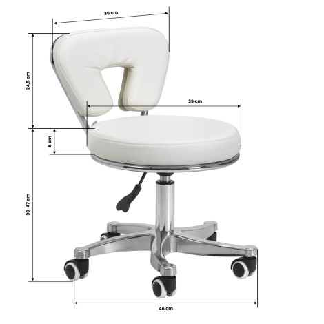 Sgabello cosmetico per pedicure 9266 bianco — vista laterale