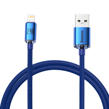 Kabelinė USB - Žaibo kabelis greitai pakrovimui ir duomenų perdavimui 1.2m Blue