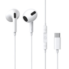 Slušalke v ušesu na kablu z USB-C Ecok C17 belem mikrofonom