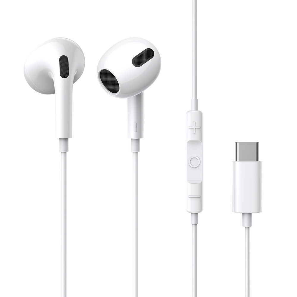 Hovedtelefoner i øre på et kabel med en USB-C ENCOK C17 WHITE MICROPHONE