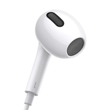 Slušalke v ušesu na kablu z USB-C Ecok C17 belem mikrofonom
