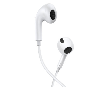 In-ear-hörlurar på en kabel med en USB-C-Kok C17 vit mikrofon