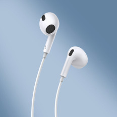 Slušalke v ušesu na kablu z USB-C Ecok C17 belem mikrofonom