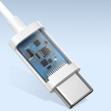 Slušalke v ušesu na kablu z USB-C Ecok C17 belem mikrofonom