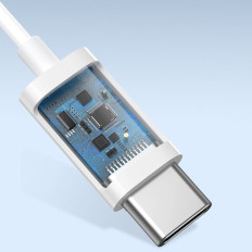 Slušalke v ušesu na kablu z USB-C Ecok C17 belem mikrofonom