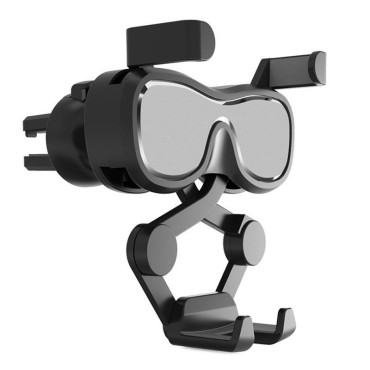 Gravitational Auto Holder voor een geruite smartphone met een zilveren verfrisser