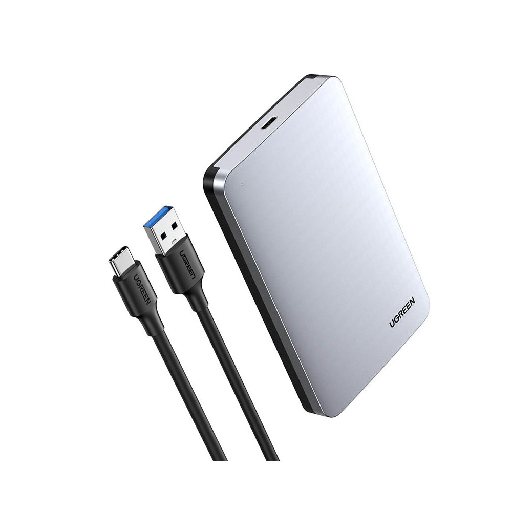 Merevlemez-meghajtó zseb 2.5 '' SATA 3.0 6Gbps + USB kábel - USB-C 0.5m szürke