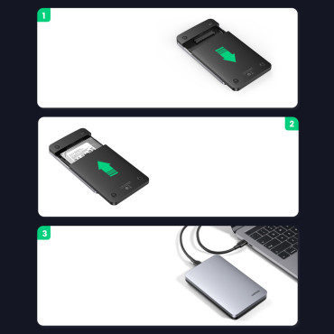 Merevlemez-meghajtó zseb 2.5 '' SATA 3.0 6Gbps + USB kábel - USB-C 0.5m szürke