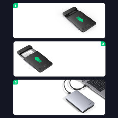 Cietā diska kabatā 2.5 'SATA 3.0 6Gbps + USB kabelis - USB-C 0.5m pelēks