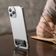 Self-adhesive folding stand for black phone stand