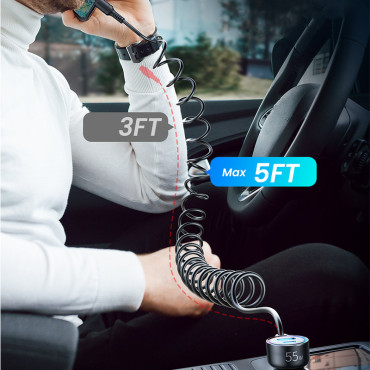 Carregador de carro rápido 3in1 com cabo USB-C 1.5m 55w preto