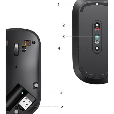 Handige draadloze muis voor computer USB zwart