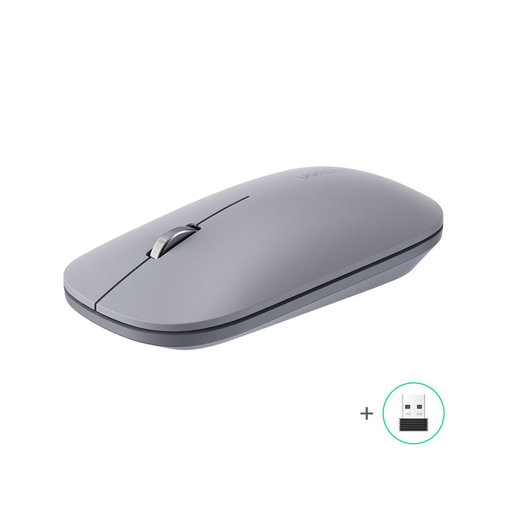 A handy wireless mouse to a gray USB computer