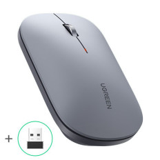 A praktikus vezeték nélküli egér egy szürke USB-számítógéphez