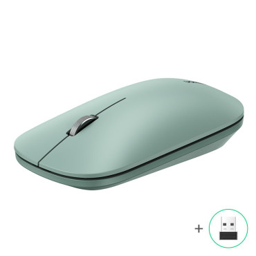 Handige draadloze muis aan een USB groene computer