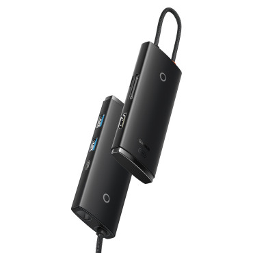 Daugiafunkcinis stebulės lite serijos USB-C 2X USB PD HDMI SD / TF Juoda