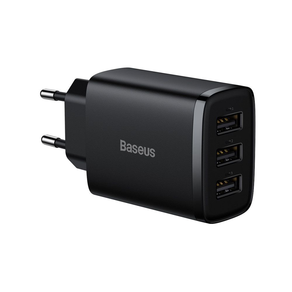 Preto compacto 3X USB 17W Black Loader