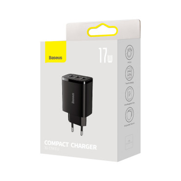Preto compacto 3X USB 17W Black Loader