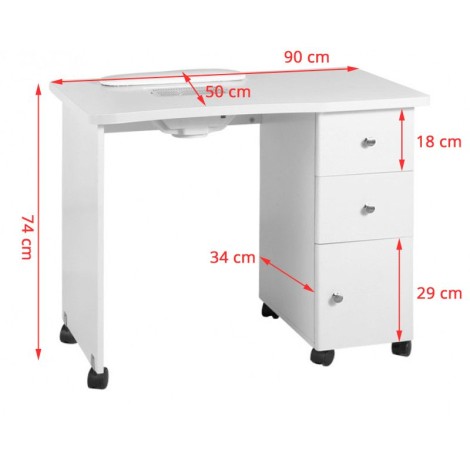 Pöytämalli Wood 011B manikyyritasolla ja AM-8A pölynimurilla — etuosa