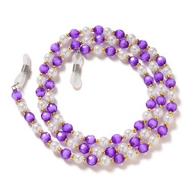 Ķēdes kulons glāzēm purpura pērles