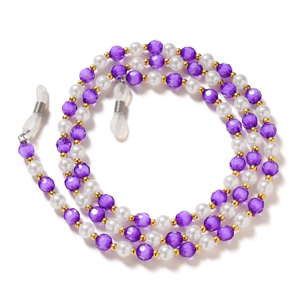 Ķēdes kulons glāzēm purpura pērles