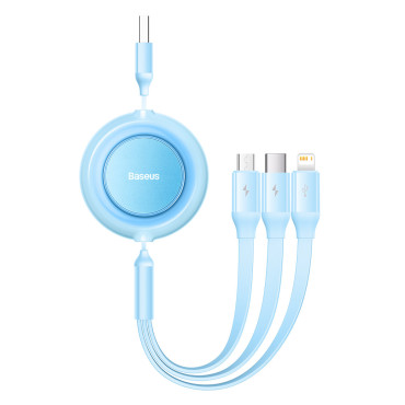 Kabelis 3in1 kabelis ar microusb usb spoli Apple USB-C 3.5A 1.1m Blue