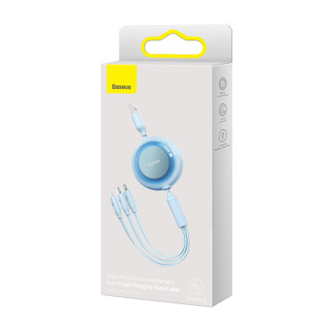 Kabelis 3in1 kabelis ar microusb usb spoli Apple USB-C 3.5A 1.1m Blue