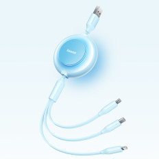 Kabelis 3in1 kabelis ar microusb usb spoli Apple USB-C 3.5A 1.1m Blue