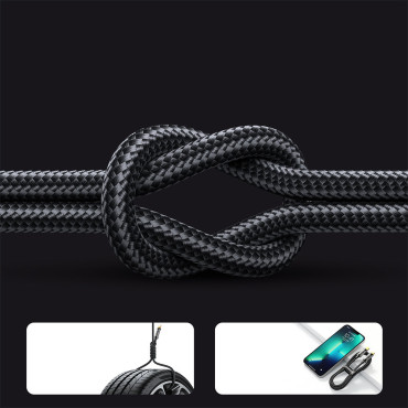 Kabeļu vads iPhone USB-C IPHONE - Zibens PD 20W 1.2m Black