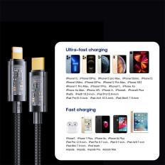 Kabeļu vads iPhone USB-C IPHONE - Zibens PD 20W 1.2m Black
