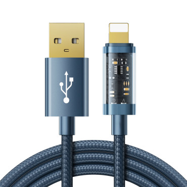 Cable para iPhone USB - Rayo para cargar y transmisión de datos 2.4A 20W 1.2m Azul
