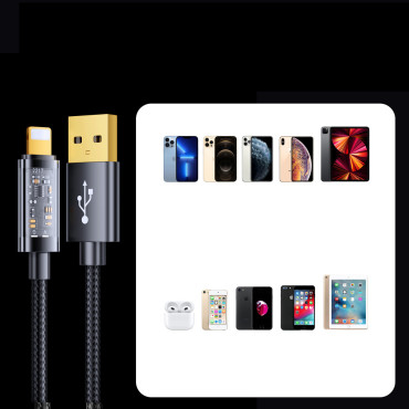 Kabel für iPhone USB - Blitz zum Laden und Datenübertragung 2.4A 20W 1.2m Blau
