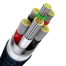 3IN1 Kabel för snabbbelastningskabel för USB-C MicroUSB Lightning 66W 480MB / s 1.2m Blå