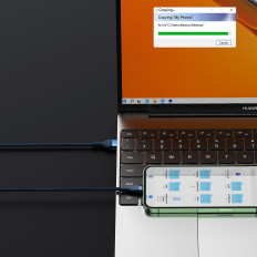 3IN1 Kabel för snabbbelastningskabel för USB-C MicroUSB Lightning 66W 480MB / s 1.2m Blå
