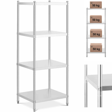 Gastronomisk lagermetallhylla upp till 200 kg 70 x 60 x 180 cm