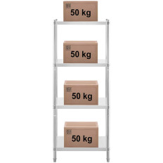 Gastronomska skladišče kovinske police do 200 kg 70 x 60 x 180 cm